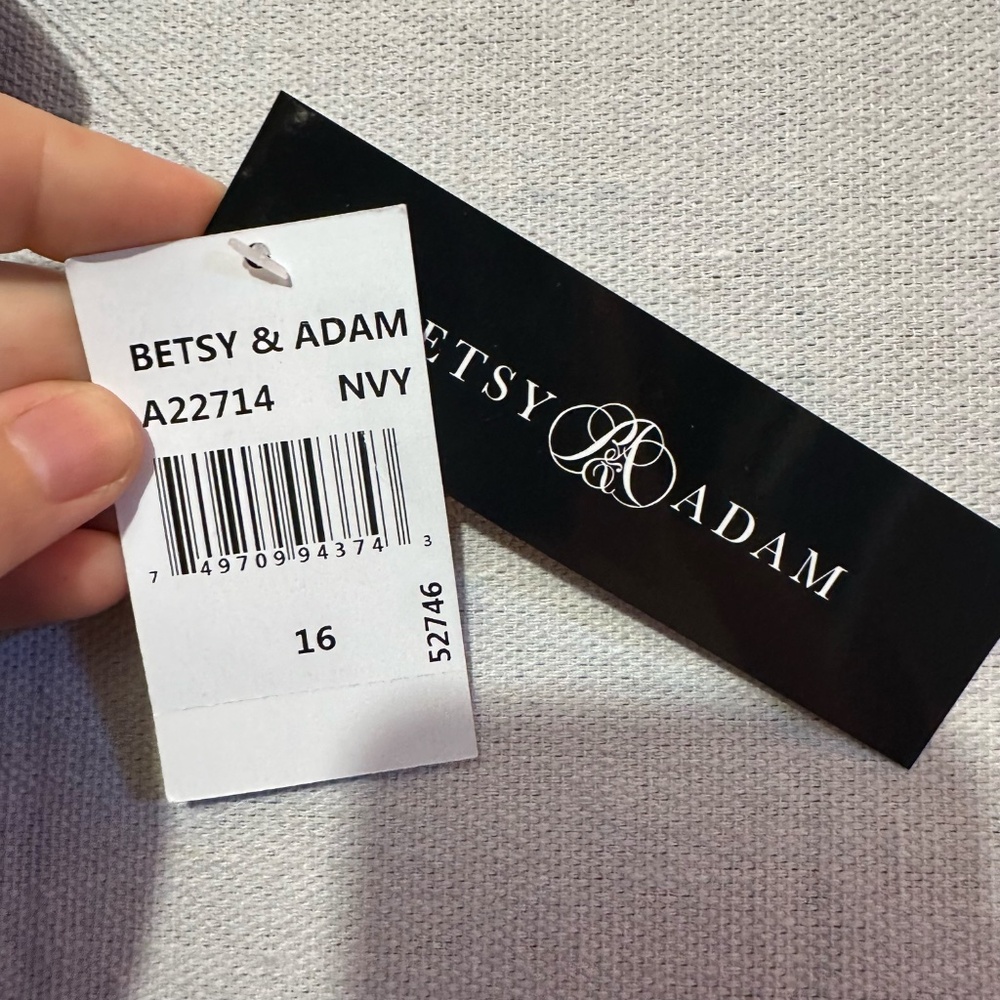 NWT Betsy & Adam Jayleen High Neck Side Ruched Stretch Knit Gown - size 16 - Picture 7 of 8